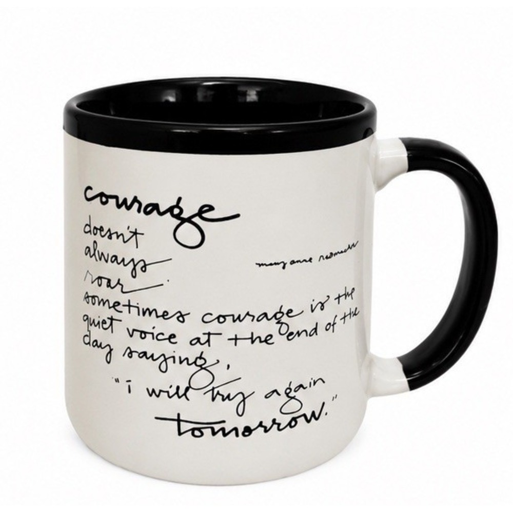 Abbey Press Mary Anne Radmacher Courage Quote Coffee Mug Inspiration Black White